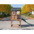Dětský dřevěný zahradní domek se skluzavkou 