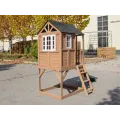 Dětský dřevěný zahradní domek se skluzavkou 