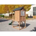 Dětský dřevěný zahradní domek se skluzavkou 