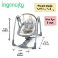 INGENUITY Houpačka konvertibilní cestovní s melodií Bella Teddy™ 0m+
