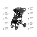 Set kočárek Zopa Quest + korba + adaptéry na autosedačku - Vulcan Black/Silver