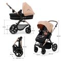 Kočárek kombinovaný KINDERKRAFT Moov 2 pěnová EVA kola 3v1 - Sand Beige