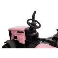 Dětský elektrický traktor s vlečkou 12V 7Ah dálkové ovládání - Růžový