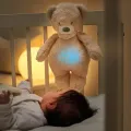 Nattou Sleepy Bear usínáček plyšový hudební se světýlkem a senzorem pláče 4v1 - Pale Brown