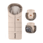 PETITE&MARS Fusak 4v1 Arctic + rukavice na kočárek Furry - Rose Petal