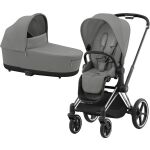 Kočárek Cybex Priam Chrome Black Set 2v1 včetně korby - Mirage Grey 
