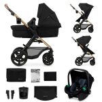 Kočárek kombinovaný KINDERKRAFT Moov 2 pěnová EVA kola 3v1 - Pure Black