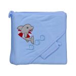 Scarlett froté ručník s kapucí a výšivkou Scarlett-Modrý