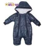 Oteplený overálek/kombinéza s kapucí a oušky LUX Baby Nellys - Modrá