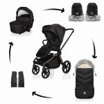 Kočárek 2v1 ZOPA Move Cross 5X + fusak Fluffy Combi + rukavice Fluffy 2 - Quartz Black