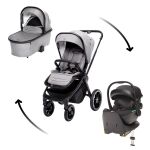 Set Kočárek Zopa Move Cross 3 + Hluboká korba Move XL + Autosedačka Zopa XM + báze - Metal Grey
