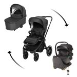 Set Kočárek Zopa Move Cross 3 + Hluboká korba Move XL + Autosedačka Zopa XM + báze - All Black