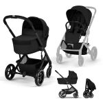 Kočárek 2v1 Cybex BALIOS S LUX + skládací korbička Cot Fold - Moon Black 2026