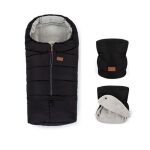 PETITE&MARS Zimní set fusak Jibot 3v1 + rukavice na kočárek Jasie - Ink Black