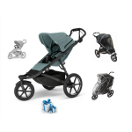 Akční set kočárek Thule Urban Glide 3 - Mid Blue + pláštěnka, madlo, moskytiera