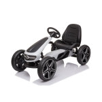 Dětská šlapací motokára Mercedes XMX610 černá | ECO kůže | Polohovatelné sedadlo - Bílá