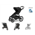Akční set kočárek Thule Urban Glide 4-wheel - Black + pláštěnka, madlo, moskytiera