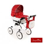 Dětský kočárek pro panenky Jasmine Kids - V3 bílý s květy