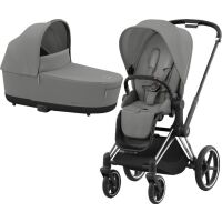 Kočárek Cybex Priam Chrome Black Set 2v1 včetně korby - Mirage Grey 