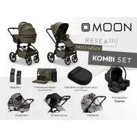 Kočárek MOON RESEA 2.0 Kombi set 3v1 - Moss Green 2026