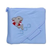 Scarlett froté ručník s kapucí a výšivkou Scarlett-Modrý