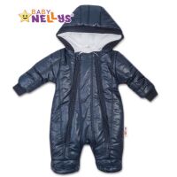 Oteplený overálek/kombinéza s kapucí a oušky LUX Baby Nellys - Modrá