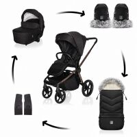 Kočárek 2v1 ZOPA Move Cross 5X + fusak Fluffy Combi + rukavice Fluffy 2 - Quartz Black