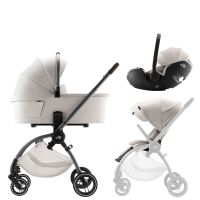 Kombinovaný kočárek Britax Rio + hluboká korba + autosedačka Baby-Safe PRO - Lux Soft Taupe