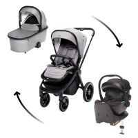 Set Kočárek Zopa Move Cross 3 + Hluboká korba Move XL + Autosedačka Zopa XM + báze - Metal Grey