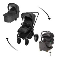 Set Kočárek Zopa Move Cross 3 + Hluboká korba Move XL + Autosedačka Zopa XM + báze - All Black
