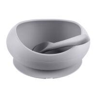 Silikonová miska ZOPA se zvýšenými okraji a přísavkou - Dove Grey