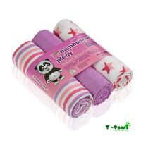 Bio bambusové pleny T-tomi 70x70 cm 3ks - Růžové hvězdičky