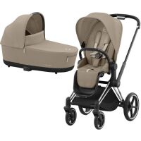 Kočárek Cybex Priam Chrome Black Set 2v1 včetně korby - Cozy Beige 2024
