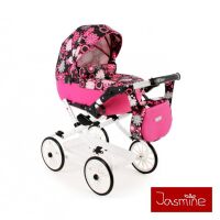 Kočárek pro panenky Jasmine Kids - V1 růžové květy