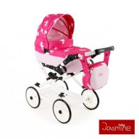 Kočárek pro panenky Jasmine Kids - V4 růžový jednorožec