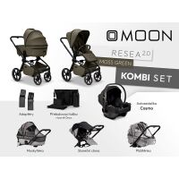 Kočárek MOON RESEA 2.0 Kombi set 3v1 - Moss Green 2026