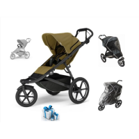 Akční set kočárek Thule Urban Glide 3 - Nutria Green + pláštěnka, madlo, moskytiera