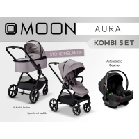 Kočárek MOON AURA kombi set 3v1 - Stone Melange