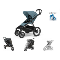 Akční set kočárek Thule Urban Glide 4-wheel - Mid Blue + pláštěnka, madlo, moskytiera