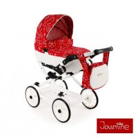 Dětský kočárek pro panenky Jasmine Kids - V3 bílý s květy