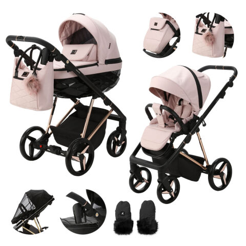 Kočárek kombinovaný ADAMEX Quantum Special Edition - Pink/Rosegold