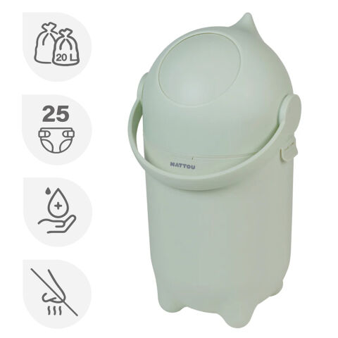 NATTOU Koš na pleny Dropy 27 cm, 20l - Green