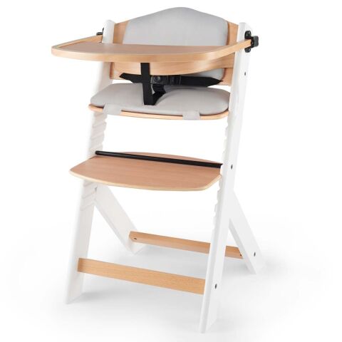Jídelní židlička Kinderkraft Enock - White wooden s vložkou
