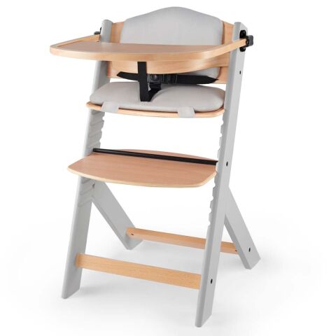 Jídelní židlička Kinderkraft Enock - Grey wooden s vložkou