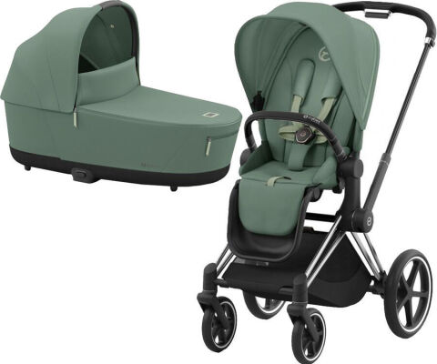 Kočárek Cybex Priam Chrome Black Set 2v1 včetně korby - Leaf Green 