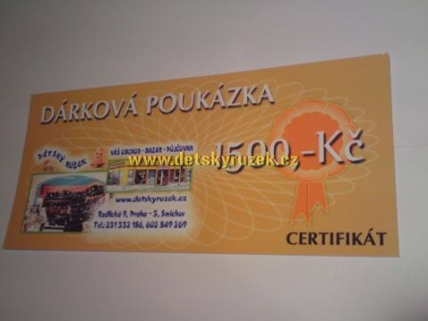 Dárková poukázka - certifikát-Dárková poukázka v hodnotě 1500,-Kč