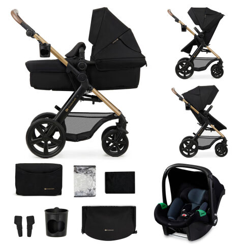 Kočárek kombinovaný KINDERKRAFT Moov 2 pěnová EVA kola 3v1 - Pure Black