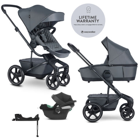 Kombinovaný kočárek Easywalker Harvey5 Premium set XXL Mineral Grey + CYBEX Aton B2 i-Size + Isofix základna