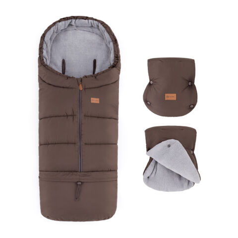 PETITE&MARS Zimní set fusak Jibot 3v1 + rukavice na kočárek Jasie - Dark Walnut