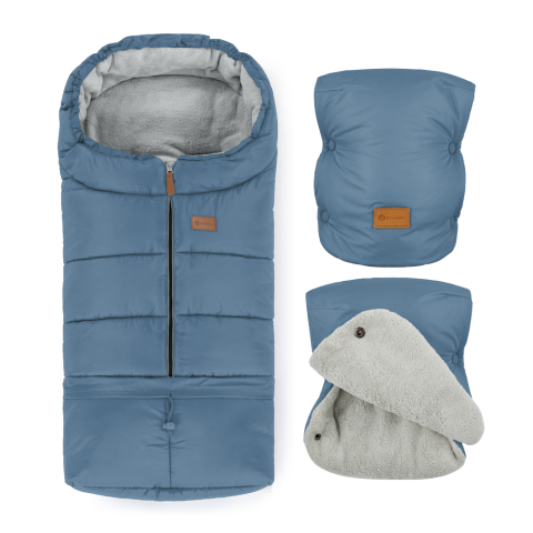 PETITE&MARS Zimní set fusak Jibot 3v1 + rukavice na kočárek Jasie - Ocean Blue